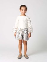 Satijnen Short met Bloemen Print Grijs