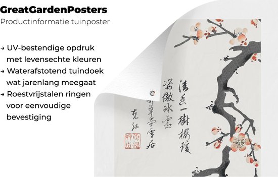 Affiche jardin - Toile jardin - Affiches jardin extérieur - Sakura - Arbre - Japon - Vintage - Posters de jardin cm - Jardin
