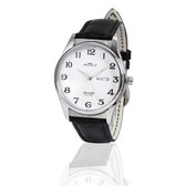 Mats Watch Collectie voor Heren - SILVER MOON - Leather belt - Horloge voor hem - zilver- lederband - Belgische Merk - 25 jaar garantie - Sieraden - Deluxe - Belgische kwaliteit -