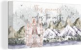 Canvas Schilderij Quotes - Spreuken - This princess rules the castle - Kids - Baby - Meiden - 80x40 cm - Wanddecoratie