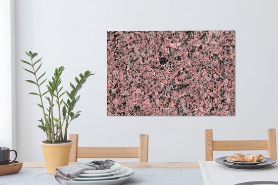 Tableau sur toile Rose - Zwart - Cristal - Granit - 60x40 cm - Décoration murale