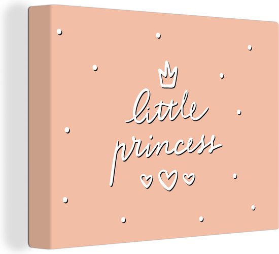 Canvas Schilderij Quotes - Little princess - Meisjes - Spreuken - Kids - Baby - Meiden - 40x30 cm - Wanddecoratie