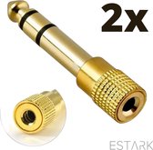 ESTARK® Audio Plug 2 STUKS - 6.35mm Jack (m) - 3.5mm Jack (v) Stereo AUX Audio Aux Adapter - Verloopstekker - 6.35 mm naar 3.5 mm - Mini jack naar jack - Verloopplug – Jackplug - K