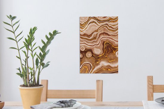 Canvas Schilderij Marmer - Beige - Cirkel - 20x30 cm - Wanddecoratie