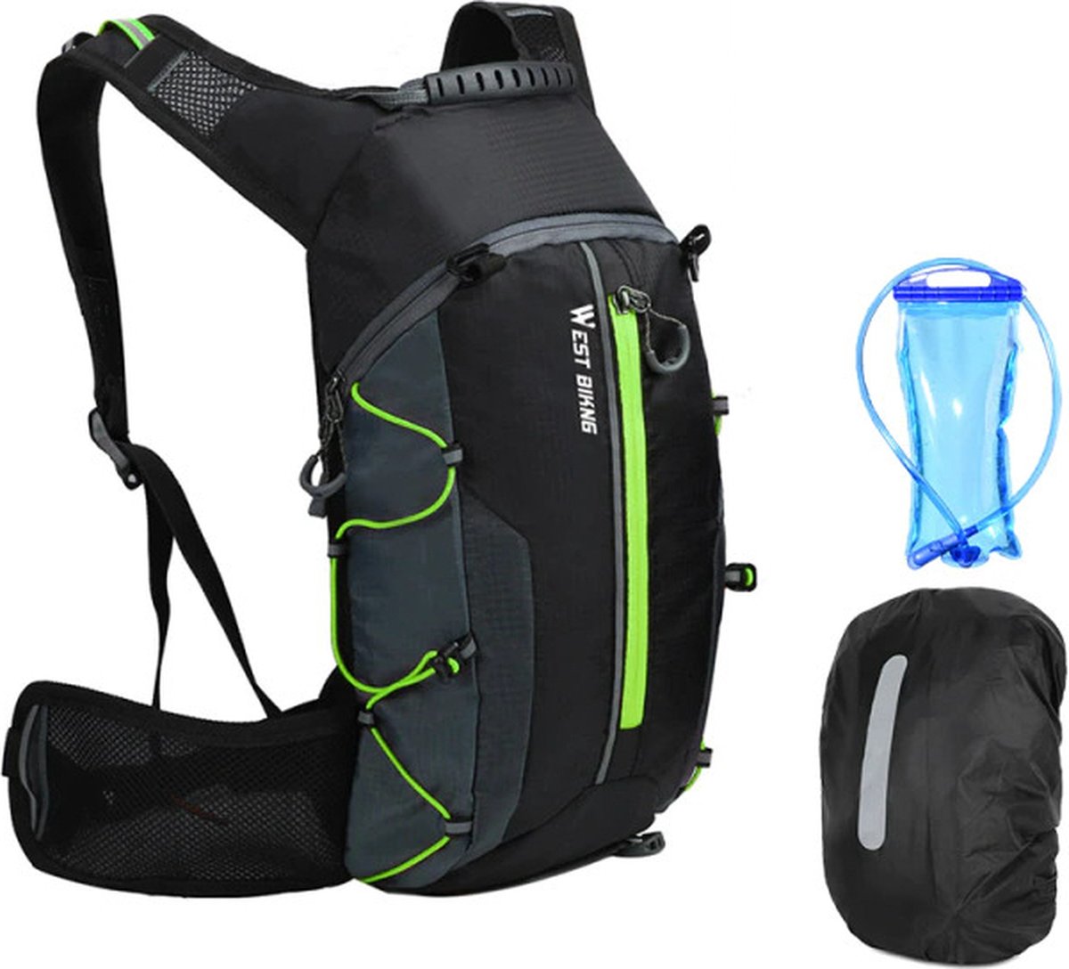 Outplea Lichtgewicht hydratatierugzak met 2L waterzak, kleine waterrugzakken hardloopvest voor mannen vrouwen, hydropack dagrugzak voor wandelen, fietsen, hardlopen, marathon, trailskiën, groen