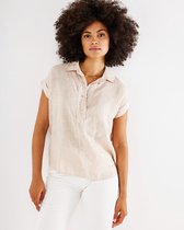 Mexx Capsleeve Linen Blouse Sand - Dames - Maat M