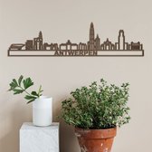 Skyline Antwerpen (mini) Notenhout Wanddecoratie Voor Aan De Muur Met Tekst City Shapes