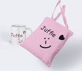 Katoenen tasje + Mok JUFFIE | bedankje voor de juf | cadeaumok en tas | leuk cadeausetje voor de juffrouw | klassengeschenk | afscheids cadeau | lerares kado | leuk cadeautje kopen