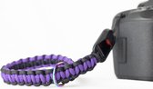 NNF - camerastrap - polsband - paracord - paars zwart - met peak disign quick release