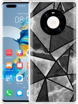 Huawei Mate 40 Pro Hoesje Polygon Marmer Grijs Designed by Cazy