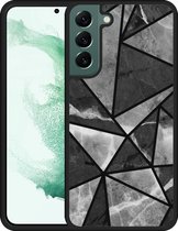 Galaxy S22+ Hardcase hoesje Polygon Marmer Grijs - Designed by Cazy