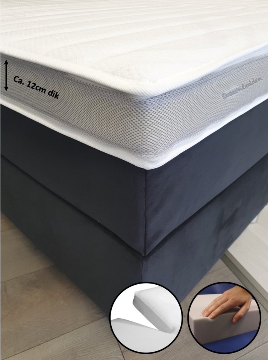 dreambedden Splitopper 180x210 - Hybride schuim - Prestige Aegis - Anti Allergie - Stevig & Ondersteunend - Ca. 12cm dik Wit