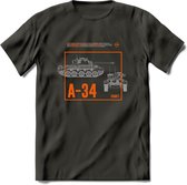 A34 Comet leger T-Shirt | Unisex Army Tank Kleding | Dames / Heren Tanks ww2 shirt | Blueprint | Grappig bouwpakket Cadeau - Donker Grijs - L