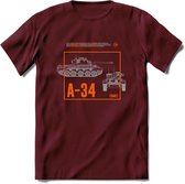 A34 Comet leger T-Shirt | Unisex Army Tank Kleding | Dames / Heren Tanks ww2 shirt | Blueprint | Grappig bouwpakket Cadeau - Burgundy - M