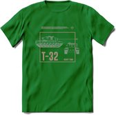 T32 Heavy tank leger T-Shirt | Unisex Army Tank Kleding | Dames / Heren Tanks ww2 shirt | Blueprint | Grappig bouwpakket Cadeau - Donker Groen - XL