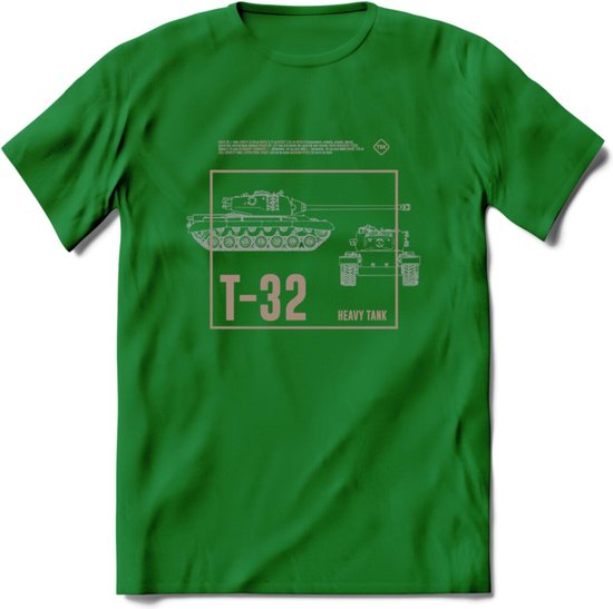 T32 Heavy tank leger T-Shirt | Unisex Army Tank Kleding | Dames / Heren Tanks ww2 shirt | Blueprint | Grappig bouwpakket Cadeau - Donker Groen - S