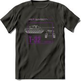 T32 Heavy tank leger T-Shirt | Unisex Army Tank Kleding | Dames / Heren Tanks ww2 shirt | Blueprint | Grappig bouwpakket Cadeau - Donker Grijs - XL