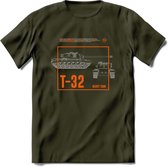 T32 Heavy tank leger T-Shirt | Unisex Army Tank Kleding | Dames / Heren Tanks ww2 shirt | Blueprint | Grappig bouwpakket Cadeau - Leger Groen - S