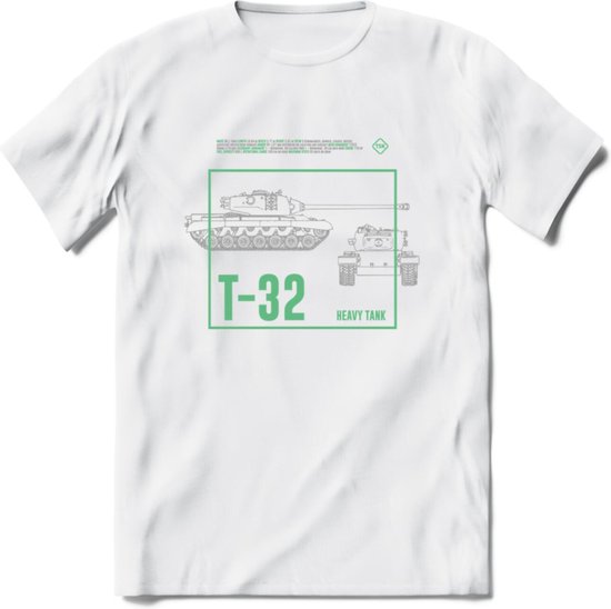 T32 Heavy tank leger T-Shirt | Unisex Army Tank Kleding | Dames / Heren Tanks ww2 shirt | Blueprint | Grappig bouwpakket Cadeau - Wit - L