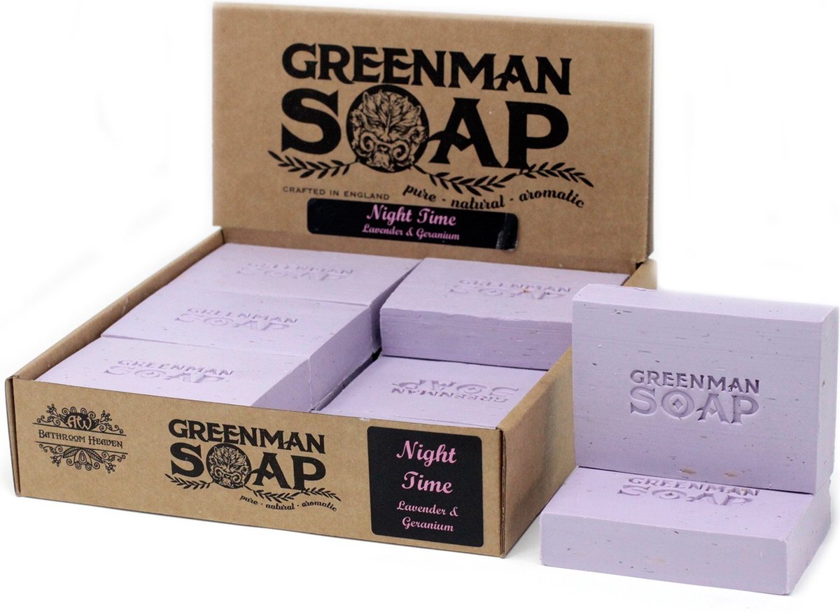 Greenman Zeepblok - Lavendel & Geranium - 100 gram - Pure oliën & Kruiden - Zeep Blok