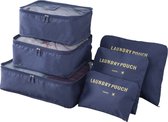 6x Packing cubes backpack blauw - Koffer organizer - Bagage organiser - Travel compression - Reisset kleding