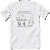 M4 Sherman leger T-Shirt | Unisex Army Tank Kleding | Dames / Heren Tanks ww2 shirt | Blueprint | Grappig bouwpakket Cadeau - Wit - M
