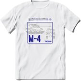 M4 Sherman leger T-Shirt | Unisex Army Tank Kleding | Dames / Heren Tanks ww2 shirt | Blueprint | Grappig bouwpakket Cadeau - Wit - XXL