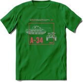 A34 Comet leger T-Shirt | Unisex Army Tank Kleding | Dames / Heren Tanks ww2 shirt | Blueprint | Grappig bouwpakket Cadeau - Donker Groen - L