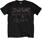 Queen Kinder Tshirt -Kids tm 8 jaar- Vintage Union Jack Zwart