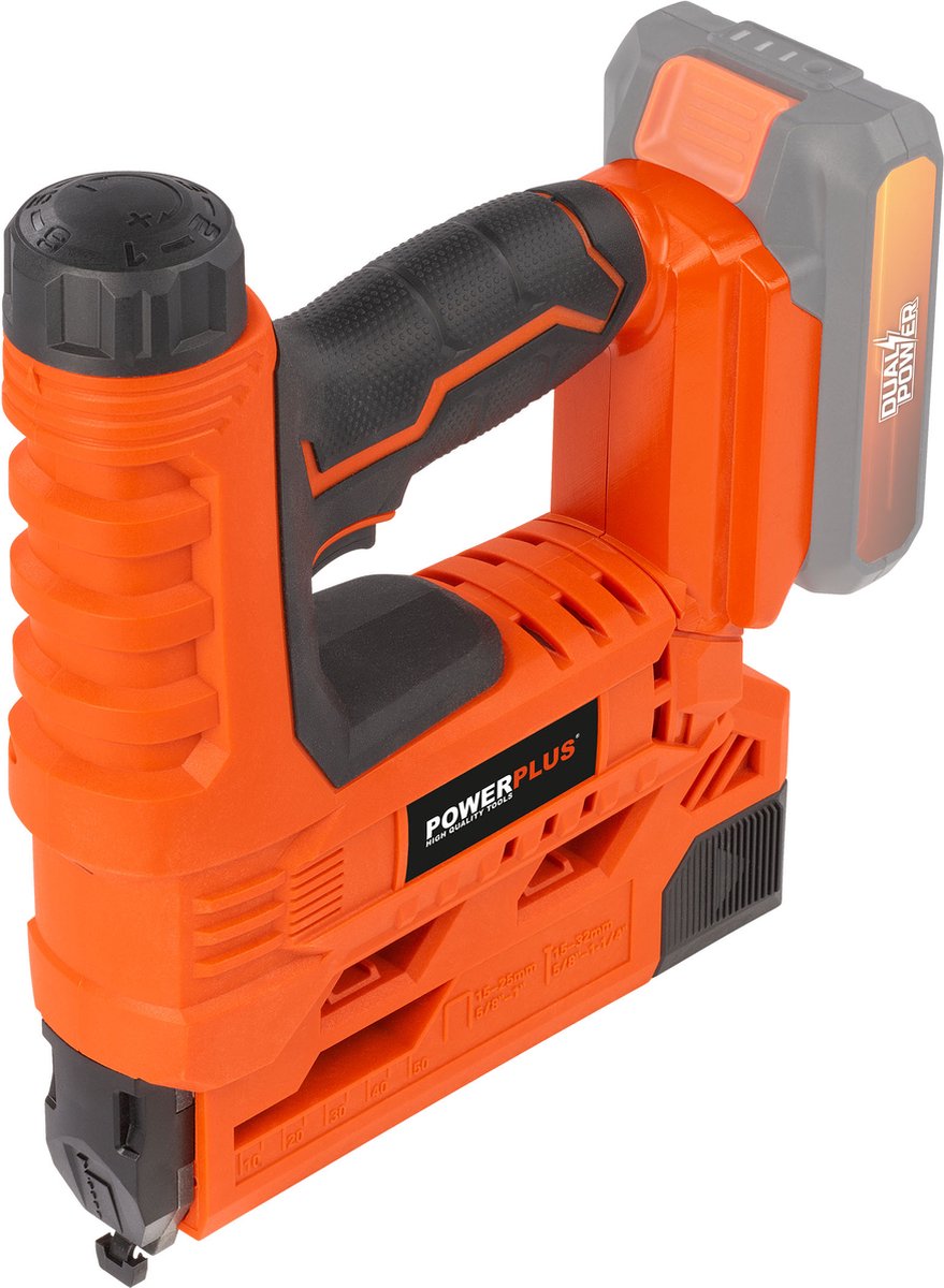 Powerplus Dual Power Accu Niet- en Spijkerpistool POWDP7010 - 20 V en 30/min. - zonder Batterij of Lader - met Koffer en 200 Acc.