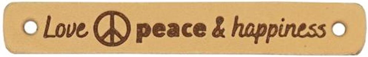Durable Leren Label – "Love Peace & Happiness" – Duurzaam & Stijlvol (2 stuks)