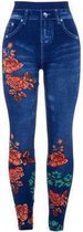 Stretchy leggings hoge taille rozen blauw one size