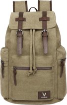 HEANVER Vintage Canvas Backpack - Sac à dos étanche 27L - Ordinateur portable 15,6 pouces - Vert