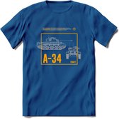 A34 Comet leger T-Shirt | Unisex Army Tank Kleding | Dames / Heren Tanks ww2 shirt | Blueprint | Grappig bouwpakket Cadeau - Donker Blauw - S