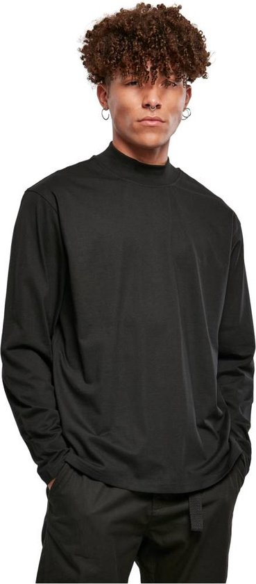 Urban Classics - Heavy Boxy Mock Neck Longsleeve shirt - XL - Zwart