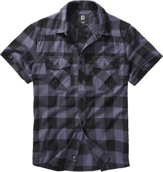 Urban Classics Overhemd Checkshirt Halfsleeve Zwart/Grijs