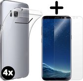 Foonig Silicone Hoesje Transparant 4x + Screenprotector 4x - Geschikt Voor Samsung Galaxy S8