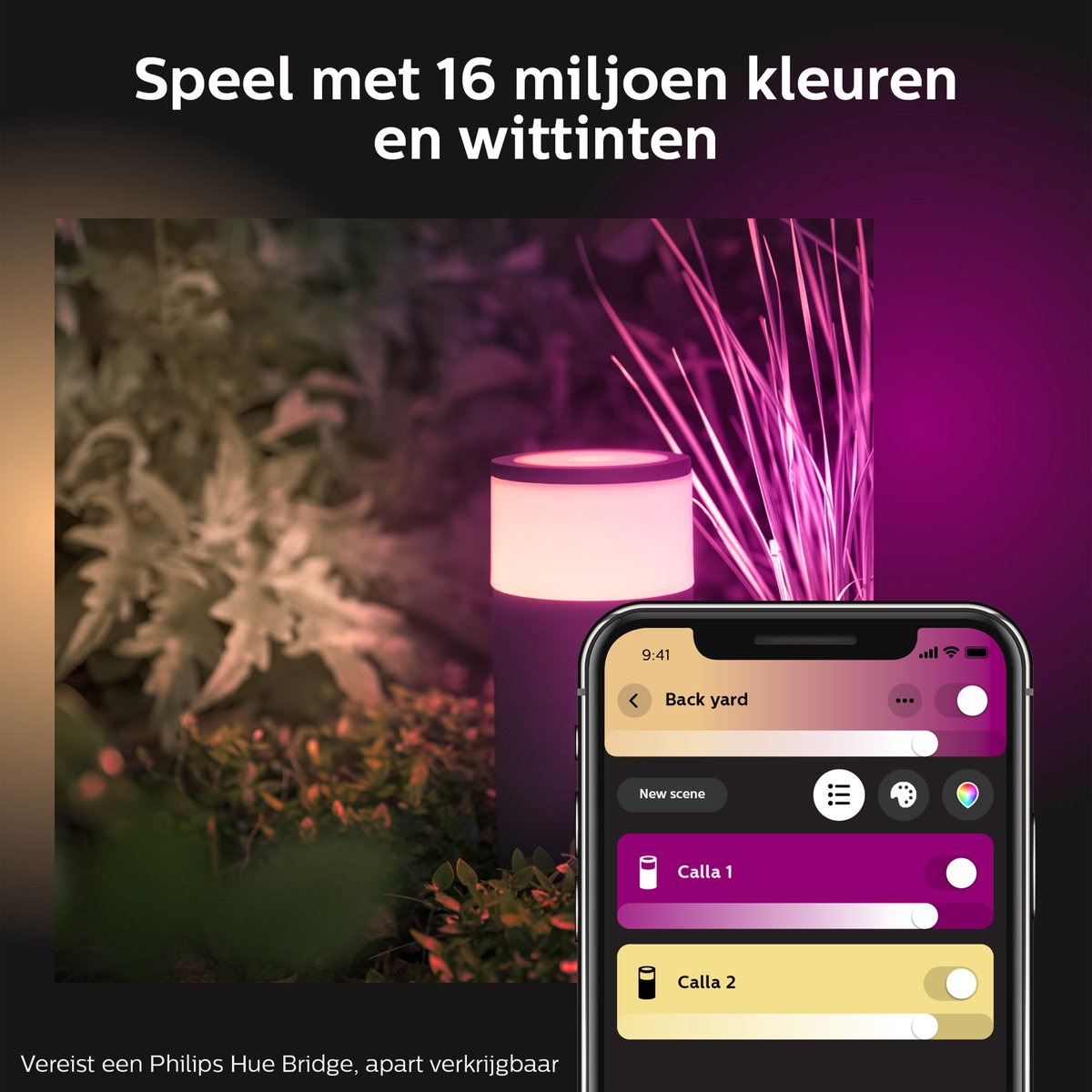 Philips Hue Calla sokkellamp - wit en gekleurd licht - zwart - hoog