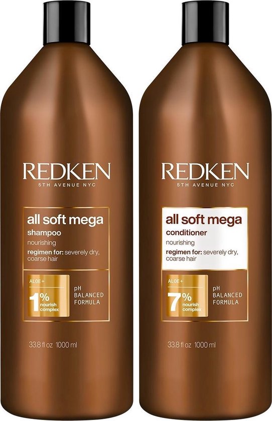 Redken All Soft MEGA Shampoo + Conditioner - 2x 1000ml - DUOPACK | bol.com