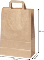 Papieren tassen - Draagtassen bruin 20cm breed per 100 stuks