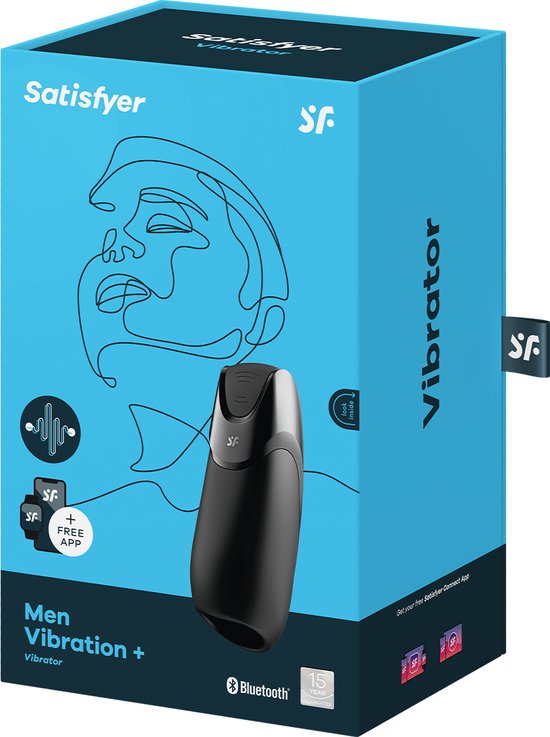 Satisfyer, Bluetooth masturbator, Men Vibration+, 14 cm, met app-bediening, gemaakt van siliconen - Satisfyer