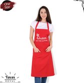Tablier de cuisine Royal Rouge | 65x95cm | Reine de la cuisine | Tablier avec poches | Tablier de cuisine dames | Tablier de cuisine pour femme | Cadeau | BBQ de cuisson