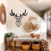 BT Home - Geometrische Wanddecoratie - wandecoratie woonkamer - Geometrische Hert - Houten Dieren - 40x40 - Wanddecoratie Industrieel- Zwart - Houten art - Muurdecoratie - Line art
