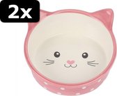 2x VOERBAK POLKA CAT ROZE 300ML