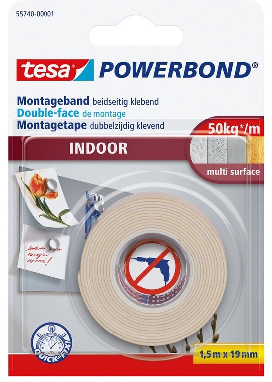 Tesa Montagetape Indoor - 1,5 m x 19 mm - Tesa