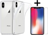 Fooniq Silicone Hoesje Transparant + Screenprotector - Geschikt Voor Apple iPhone X