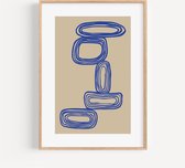 A5 Formaat - Blue Stones - Abstract Art Poster