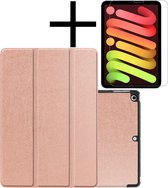 iPad Mini 6 Hoesje Plus Screenprotector Book Case Cover Plus Screen Protector - Rose rose gouden