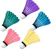 Badminton shuttles Veren 5 stuks gekleurd - Badminton accessoires