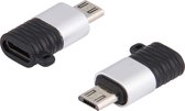 Adaptateur USB-C vers Micro-USB - Design en aluminium - Convertisseur Phreeze™ USB C (femelle) vers Micro USB B (Male) - Prend en charge une charge rapide de 2,4 A et un transfert de données de 480 Mbps - Avec porte-clés - Argent